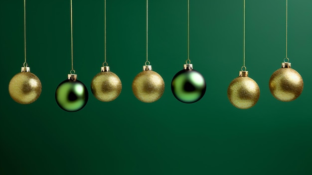 Des boules de Noël sur fond vert