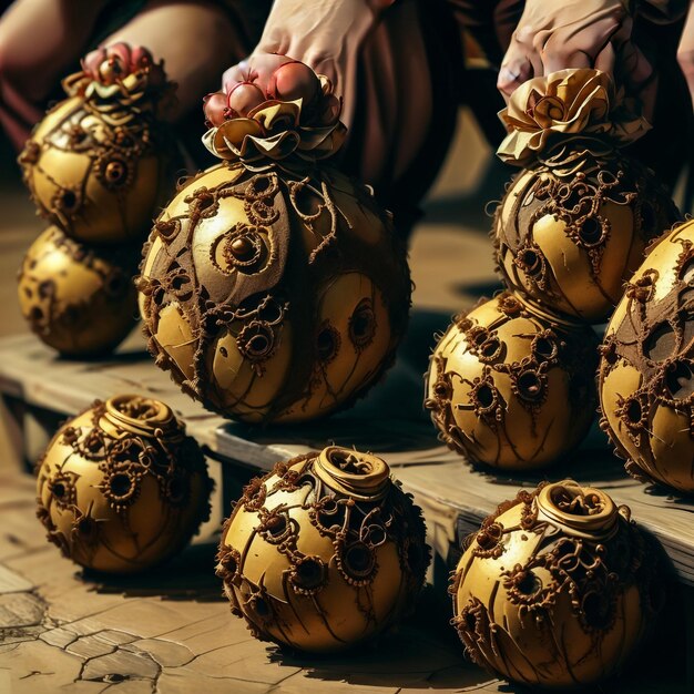 Photo des boules de noël en or.