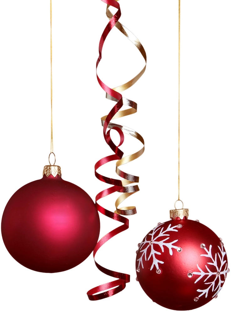Photo boules de noël rouges avec ruban avec espace de copie