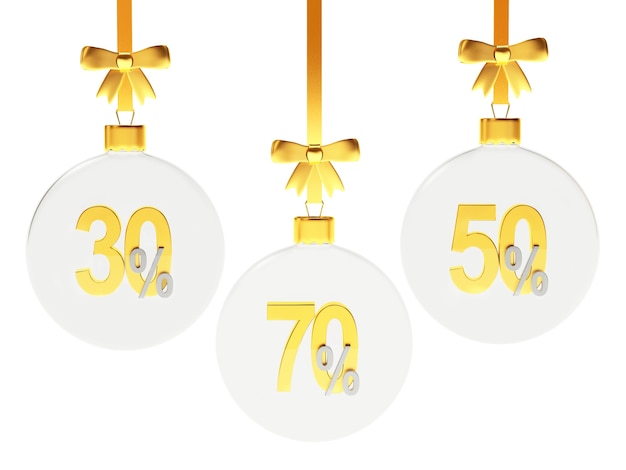 Boules de Noël transparentes avec différents pourcentages de remise