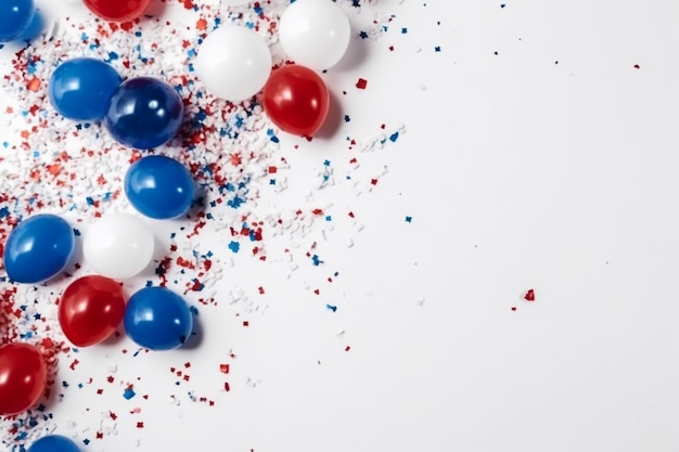 Boules patriotiques rouges, blanches et bleues sur fond blanc