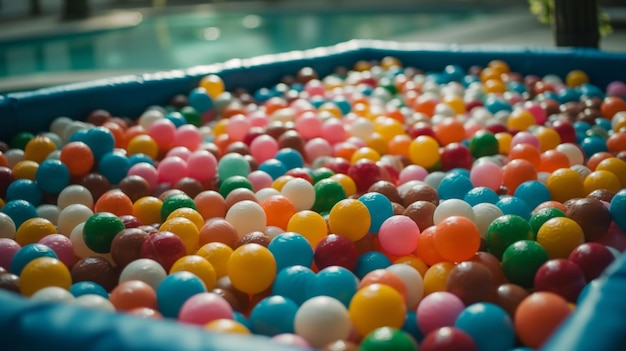 Boules en plastique remplissant une piscine pour enfants