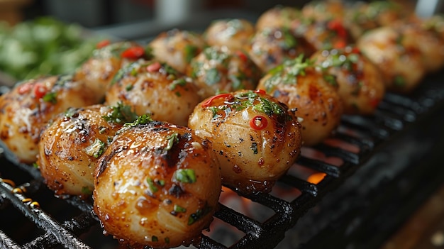 Les boules de poisson savoureuses étaient une collation populaire sur les marchés de rue thaïlandais.