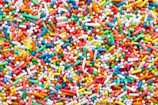 Boules de sucre sucrées multicolores. Fond de texture petite boule.