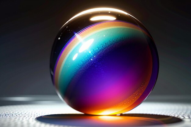 Des boules de verre colorées brillent à travers la lumière, émettant de magnifiques effets de lumière et d'ombre colorés