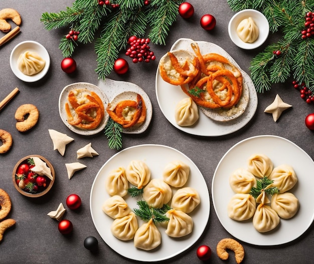 Boulettes chinoises avec décoration de Noël