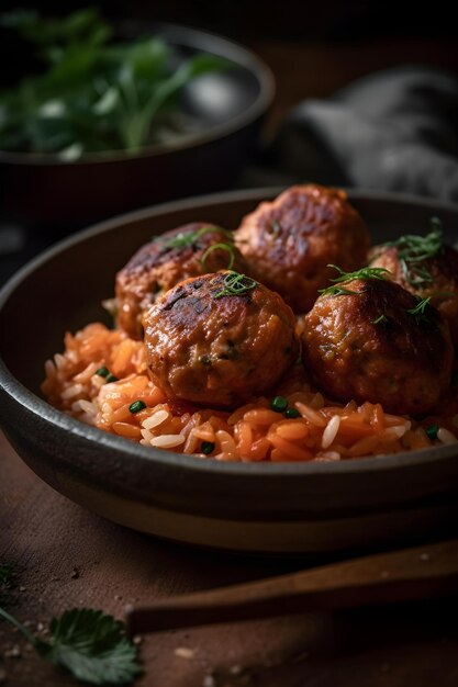 Boulettes de Saumon avec Riz Rouge