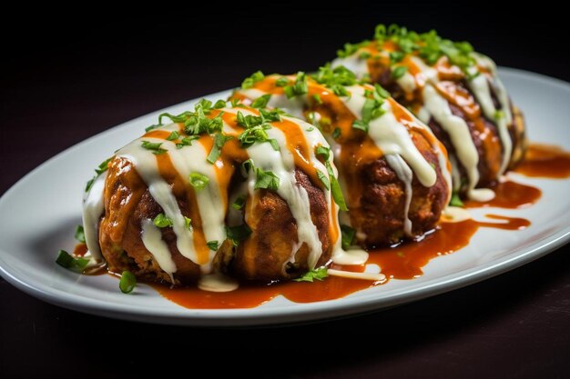 Des boulettes de viande Enchilada savoureuses avec de la sauce rouge et