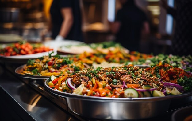 Photo des boulettes de viande avec des légumes et du romarin cuisinées sur un marché de rue