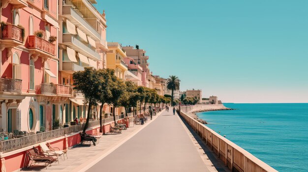 boulevard le long de la mer l'après-midi