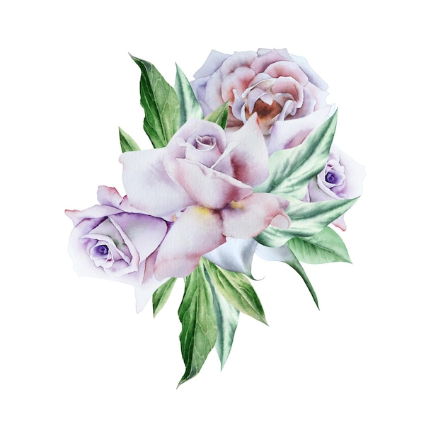 Photo bouquet aquarelle de fleurs. rose. illustration. dessiné à la main.