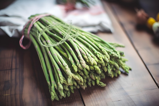 Un bouquet d'asperges sur une table