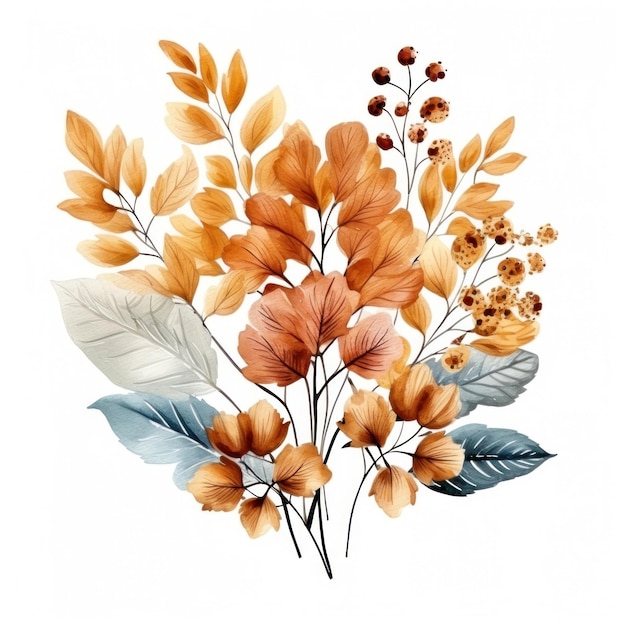 Bouquet d'automne coloré aquarelle isolé
