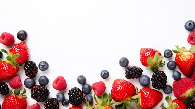 un bouquet de baies et de framboises avec un fond blanc