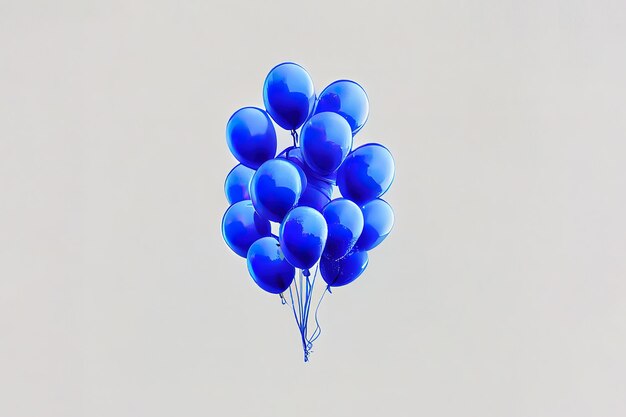Bouquet de ballons bleus sur fond blanc Generative Ai