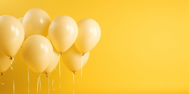 Un bouquet de ballons jaunes avec un fond jaune