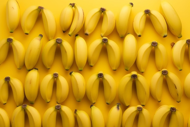 Un bouquet de bananes fraîches mûres sur un fond jaune correspondant