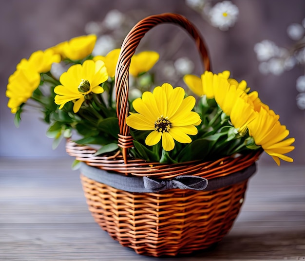 Bouquet de belles fleurs sur fond de bois