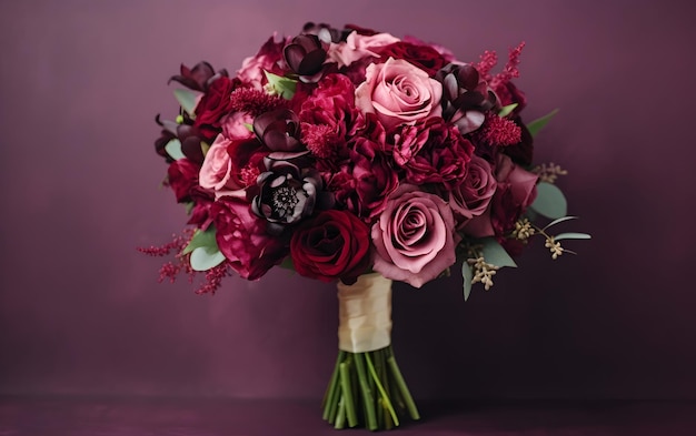 Bouquet de belles fleurs sur fond de couleur Espace pour le texte