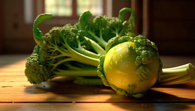 Un bouquet de brocoli sur une table