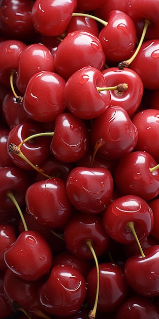 Un bouquet de cerises avec le mot " le mot " en bas.