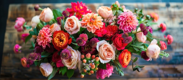 Bouquet coloré dans un vase