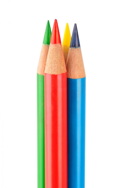 Bouquet de crayons multicolores isolé sur blanc