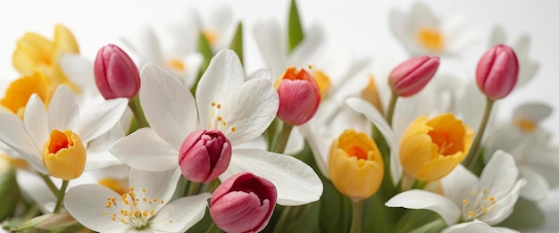 Bouquet de crocus sur un fond gris Fleurs de printemps