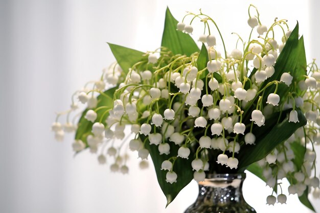 Bouquet délicat de lys de forêt sauvages blancs de la vallée AI générative