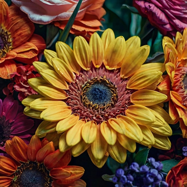 Un bouquet époustouflant de roses et de fleurs vibrantes parfait pour les mariages et les occasions romantiques
