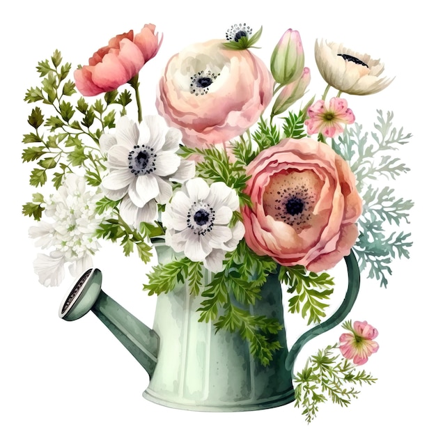 Bouquet d'été isolé, cadeau de fleurs femme, tulipes et marguerites. IA générative