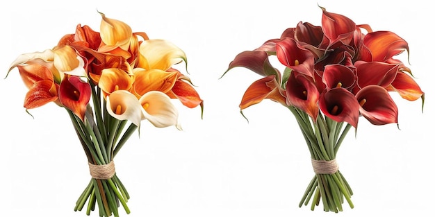 Photo bouquet fait avec des fleurs de calla lilies