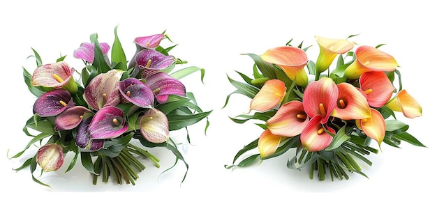 Photo bouquet fait avec des fleurs de calla lilies