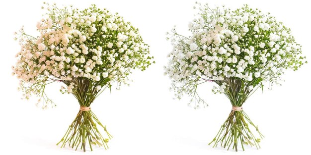 Photo bouquet fait avec des fleurs de souffle de bébé