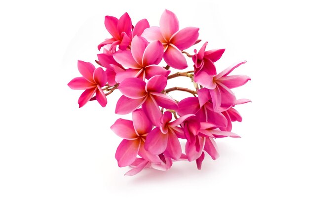 Bouquet fleur plumeria rose sur fond blanc