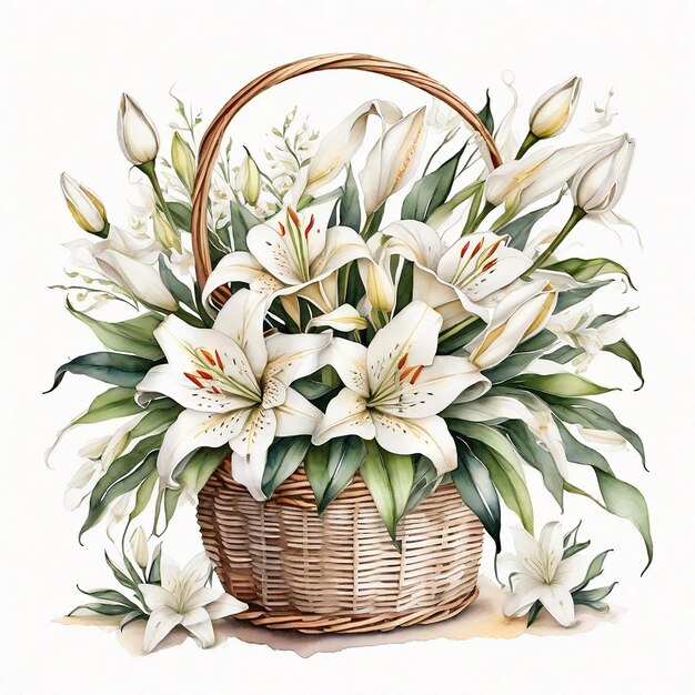 Photo un bouquet de fleurs à l'aquarelle bouquet de fleures colorées avec décoration de mariage de panier et plus