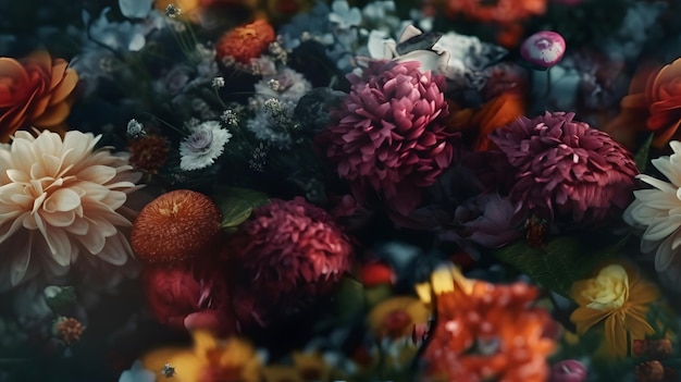 Un bouquet de fleurs et de baies dans un bouquet