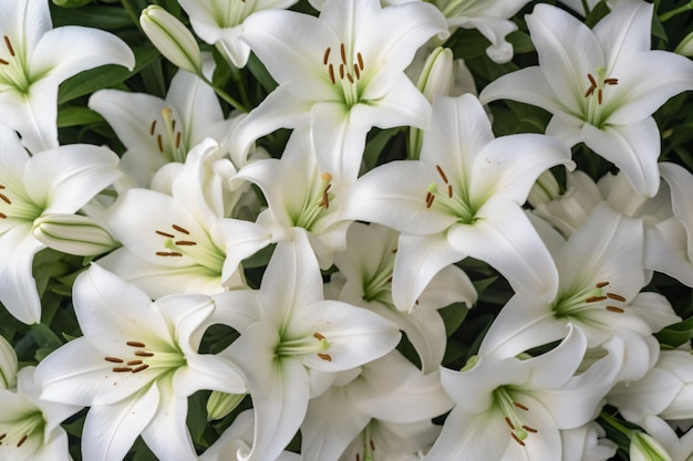 un bouquet de fleurs blanches avec des centres rouges