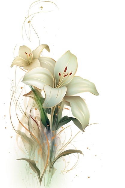Un bouquet de fleurs blanches dans un vase image générative ai élément clipart mariage floral