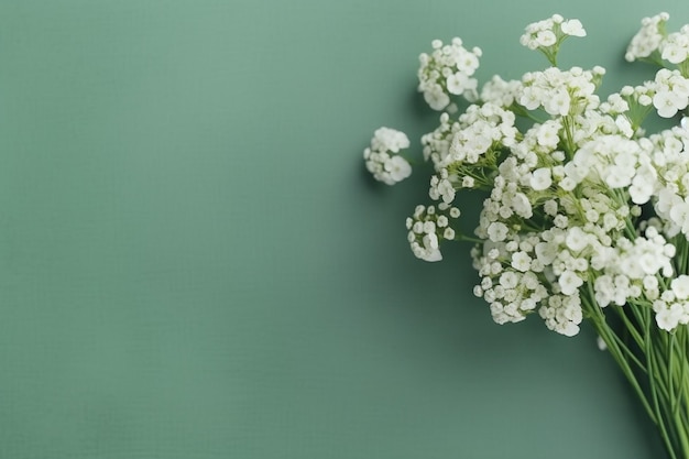 Un bouquet de fleurs blanches sur fond vert