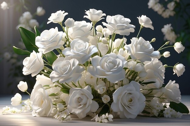 Un bouquet de fleurs blanches