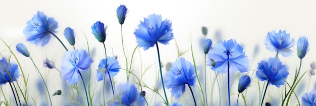 Bouquet de fleurs bleues vives Fleurs bleues Plantes de champ d'été Fond vert flou Fleur belle Arrière-plan plein de fleurs de maïs bleues Closeup Fleur de maïs Texture de fleur de maïssage