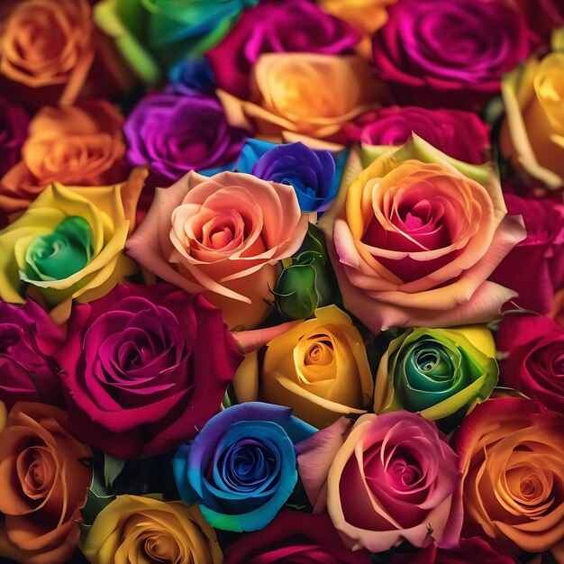 Photo un bouquet de fleurs colorées avec différentes couleurs