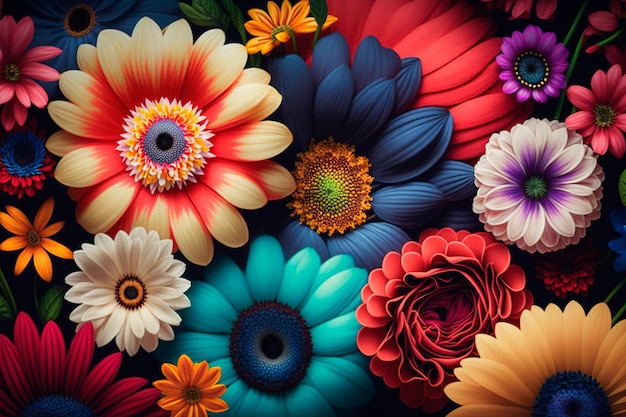 Bouquet de fleurs colorées fond floral