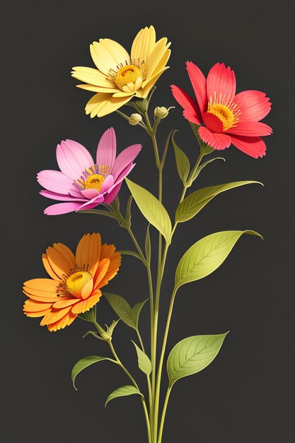 Un bouquet de fleurs colorées ornement créatif décoration fond d'écran simple