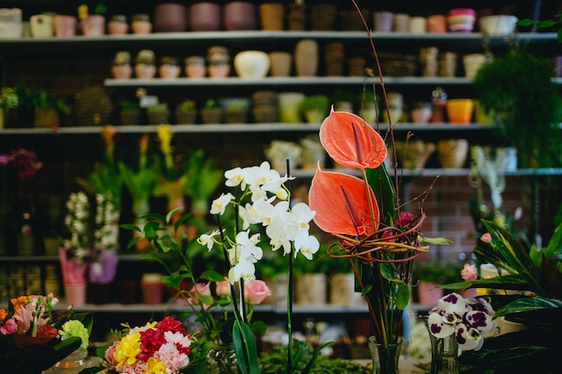 Bouquet de fleurs dans le magasin