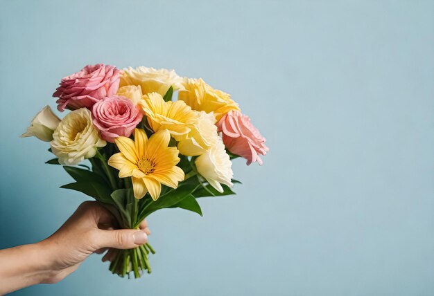 un bouquet de fleurs dans la main de quelqu'un