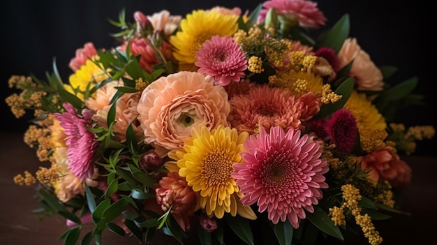 Un bouquet de fleurs du magasin de fleurs du fleuriste.