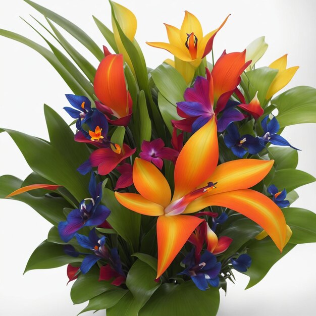 Photo bouquet de fleurs exotiques tropicales