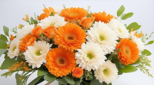 Bouquet de fleurs avec des fleurs orange et blanches IA générative